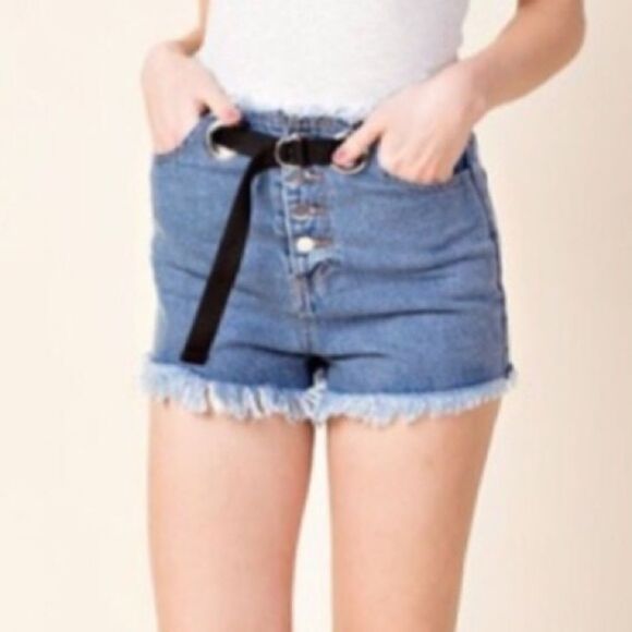 Belted Fringe Denim Shorts - Picture 6 of 10